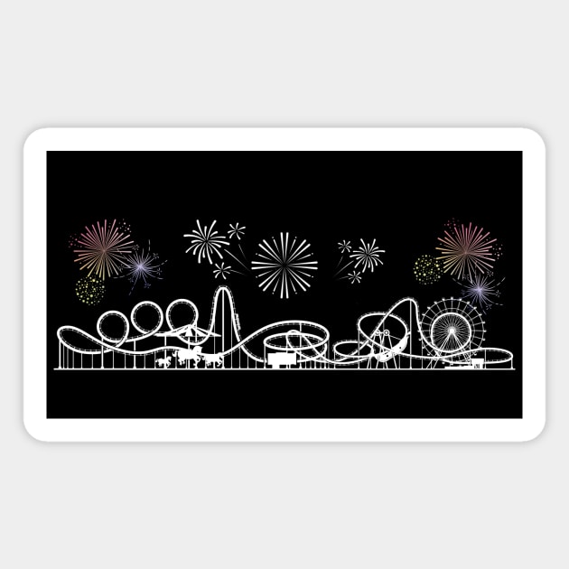 Lispe Amusement Park Rollercoaster & Fireworks Magnet by Lispe